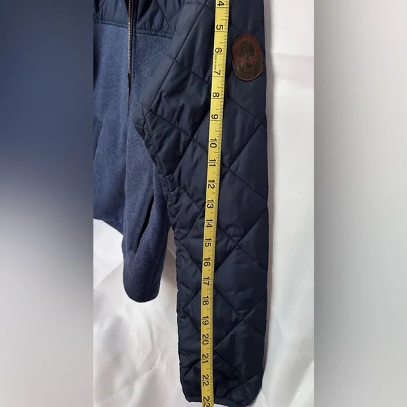 Lands’ End Men’s Jacket Quilted Navy Blue Small Brown Corduroy Collard - Picture 7 of 8